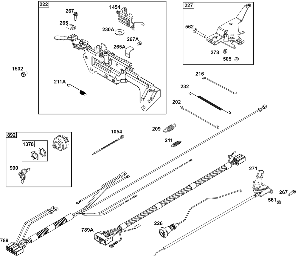 Controls Group Diagram and Parts List for 540477-0129-B5 400000 - 699999 Briggs and Stratton Engine